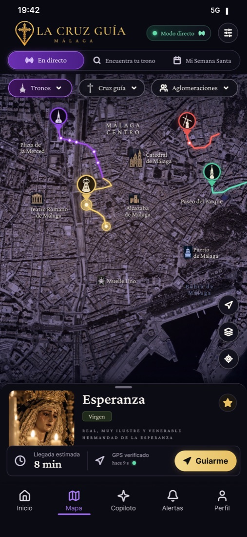Mapa en directo con la posición de los tronos